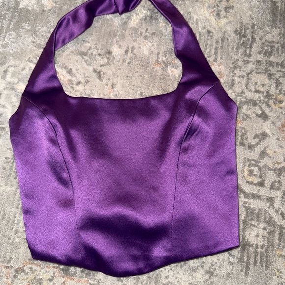 House of Harlow Purple Satin Halter Top XS - Picture 2 of 6